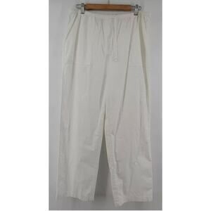 Women Tall L.L. Bean Straight Leg Pant White thick Cotton XLarge elastic waist